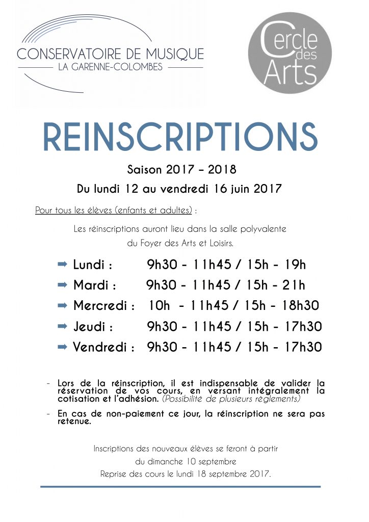 réinscritpions 2017