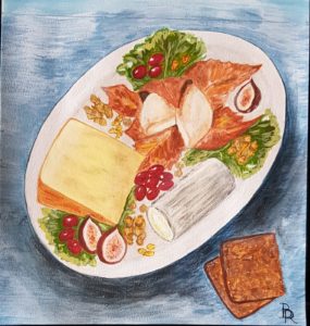 Brigitte Royer, Assiette de fromage, pastel - Après-midi