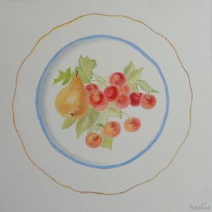Martine Chemarin, Assiette à dessert, pastel sec - Après-midi