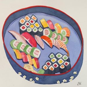 Laurence Kerfriden, Sushi, aquarelle - Soir